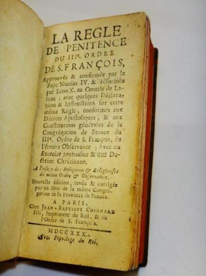 Théologie. Règle de pénitence du IIIe ordre des français Paris, Chez Jean Baptiste...