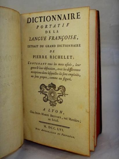 Richelet Pierre. Dictionnaire portatif de la langue française Lyon, Chez Jean-Marie...