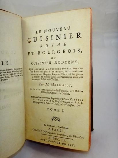 Massialot. Nouveau cuisinier royal et bourgeois. Tome 1 Paris, Chez Didot, 1751....