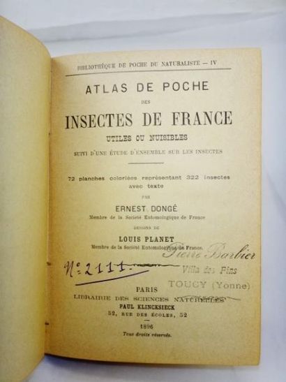 null Ernest Dongé. Atlas de poche des insectes de France, utiles ou nuisibles. 

Paris,...