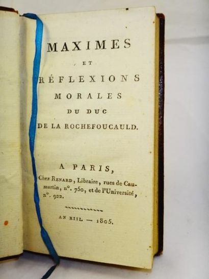 De la Rochefoucauld. Maximes et réflexions morales. Paris, Chez Renard, 1805. Reliure...