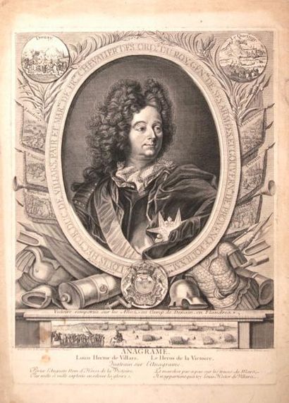 Gravure de 1712: Claude Louis Hector, Duc...