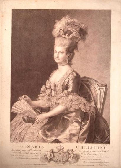 null Gravure: MARIE-CHRISTINE D'AUTRICHE (Vienne 1742-1798) Soeur de Marie-Antoinette....