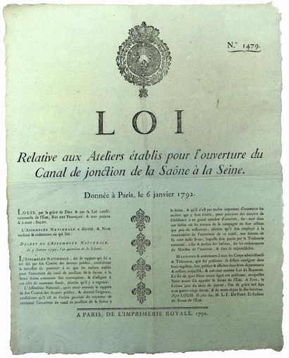 CANAL de la SAÔNE à la SEINE. 1792. 