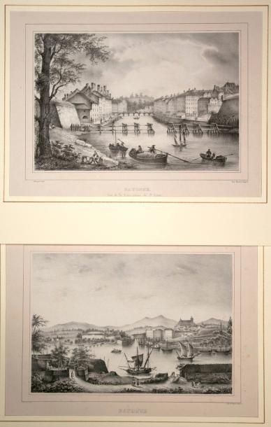 null PYRÉNÉES-ATLANTIQUES. BAYONNE. 3 Lithographies par VIDAL de l'imprimerie Bertrand...