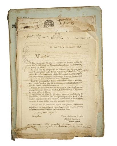 null (MAINE ET LOIRE) SEIGNEURIE DE MURS (MURS-ÉRIGNÉ 49). 13 Documents de 1690 à...