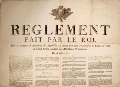 null TOURAINE, ANJOU & MAINE. 1787. - "RÈGLEMENT fait par le Roi, pour la formation...
