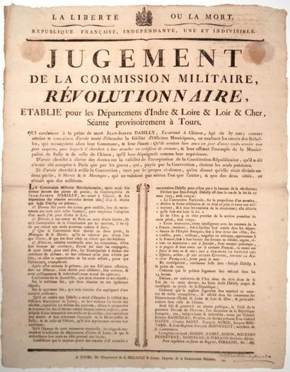 null (CHOUANS.) 1795 «JUGEMENT DE LA COMMISSION MILITAIRE RÉVOLUTIONNAIRE, établie...
