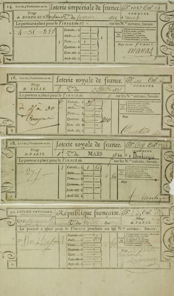 4 BILLETS DE LOTERIE (1803 à 1831): «LOTERIE...