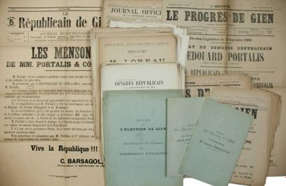 null LOIRET. Élections à GIEN-SUR-LOIRE. 1889 - Dossier d'imprimés relatifs à l'affaire...