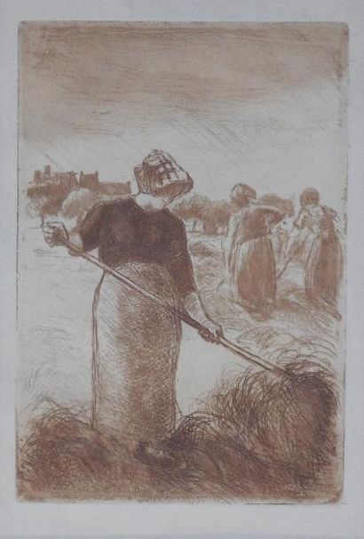 Tableaux modernes Camille Pissaro (18971-1961) « Les faneuses », 1890 Eau-forte sur...