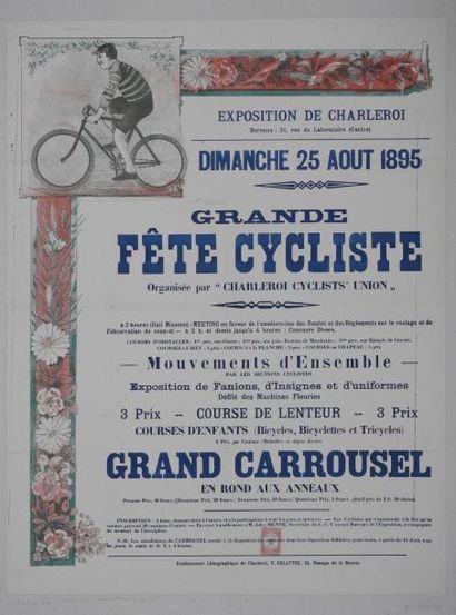 AFFICHES ANONYME	

GRANDE FÊTE CYCLISTE, Charleroi.24 Août 1895

Etablissements lithographique...
