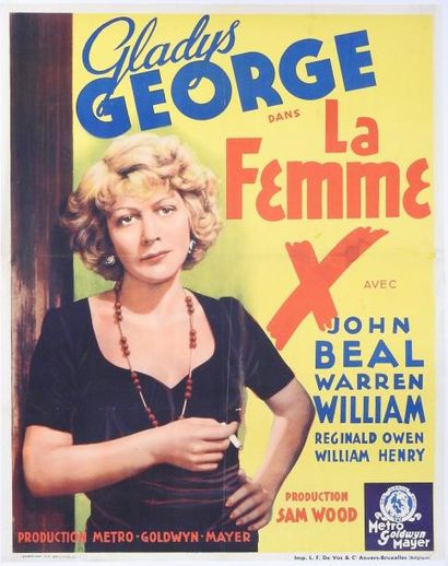 AFFICHES METRO –GOLDWYN-MAYER

 LA FEMME.Film avec Gladys George 

 Imprimé en Belgique...