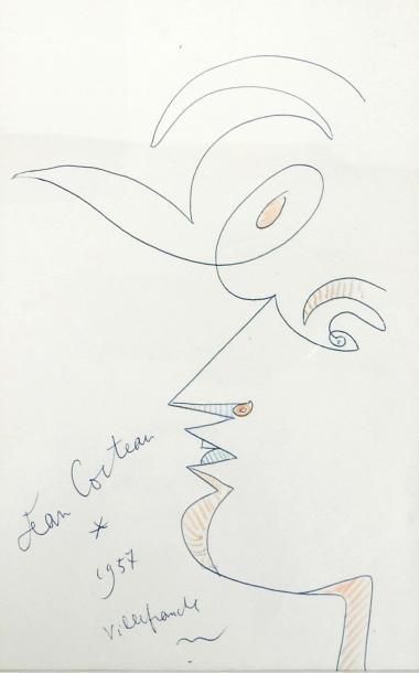 Tableaux modernes Jean Cocteau (1892 - 1953) Portrait, 1957

Dessin au crayon et...
