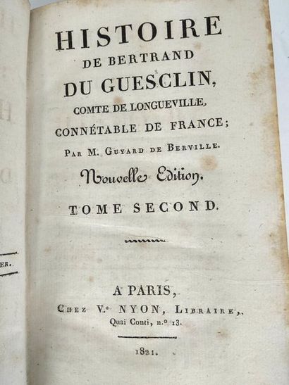 null Guyard de Berville.Histoire de Bertrand du Guesclin.
Paris Nyon.1821
2 Volumes.
In-12.pleine...