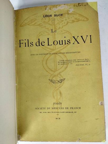 null L.Bloy.Le fils de Louis XVI
Paris Mercure de France. 1900.


In8 Demi reliure...
