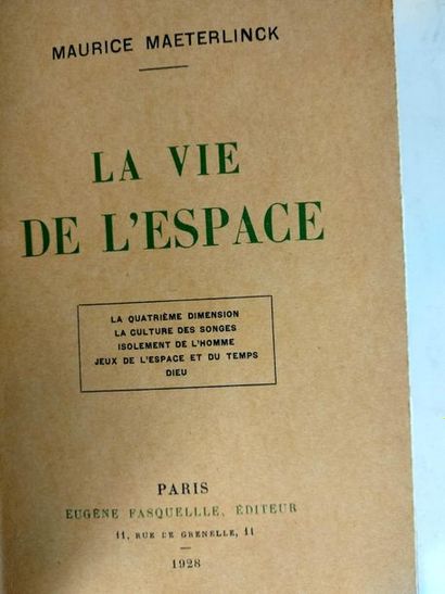 null Maeterlinck Maurice.La vie de l'espace.
Paris Eugène Fasquelle. 1928 

In12...