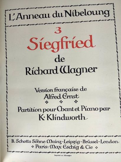 null Wagner Richard. Siegfried.Partition pour chant et piano par K.Klindworth.
Paris...