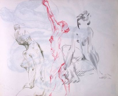 Gaston Coppens (1909-2002) Nus Féminins. Carnet (55 x 44 cm) de 45 dessins au crayon...