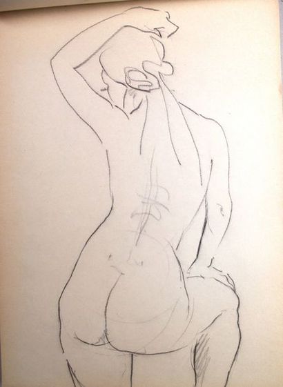 Gaston Coppens (1909-2002) Nus Féminins. Carnet (30x 40cm) de 100 dessins au crayon...
