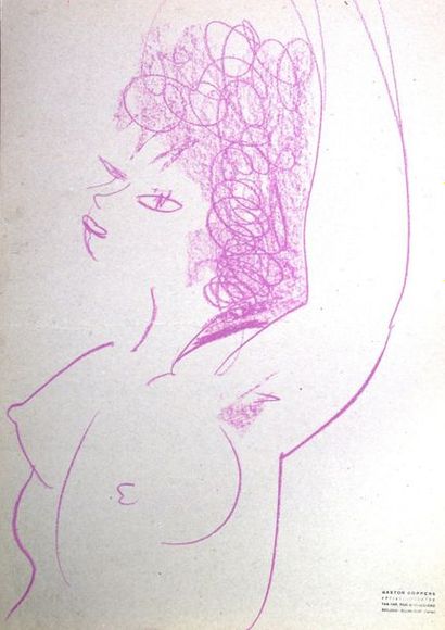 Gaston Coppens (1909-2002) Nus Féminins. Carnet (55x 37 cm) de 47 dessins au crayon....