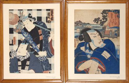 2 Estampes japonaise: TOYOKUNI III, 1855,...