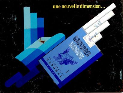 null «Gauloises longues, une nouvelle dimension» Illustré par Aurial. 30 x 40 cm...