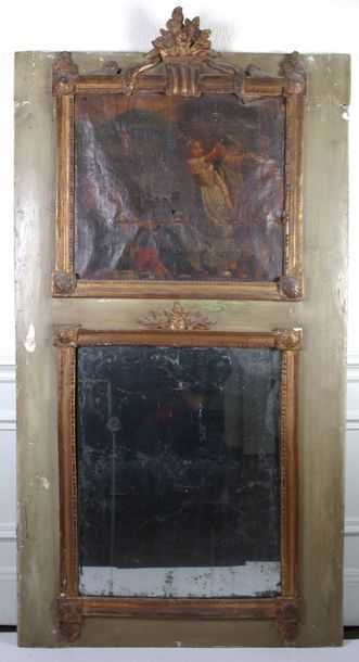 1 Trumeau (149 x 78 cm): Miroir encadré surmonté...