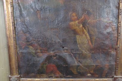 null 1 Trumeau (149 x 78 cm): Miroir encadré surmonté d'une
Huile sur toile (48 x...