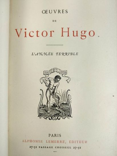 null Victor Hugo, L'année Terrible,
Paris  Aphonse Lemerre, sans date. 
In12, reliure...