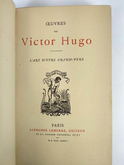 null Hugo Victor, L'art d'être grand-père.
Paris, Alphone Lemerre, 1881,
In12, Demi...
