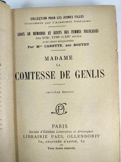 null Carette,  Madame la comtesse de Genlis.
Paris, Ollendorff Paul,  sans date.

In8,...