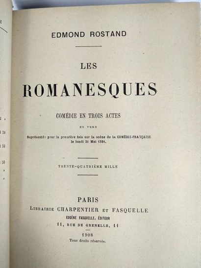 null Rostand Edmond Les romanesques.
Paris, Eugène Fasquelle, 1908.
In6, Demi reliure cuir,...
