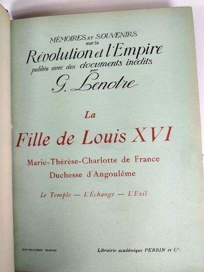 null Lenotre  G. La fille de Louis XVI 
Paris, Perrin et  Cie, 1911. 
In8, Demi reliure ...