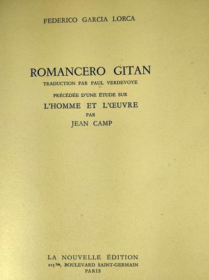null Garcia Lorca Federico,  Romancero gitan.
Paris, La nouvelle édition, sans date.
Traduction...