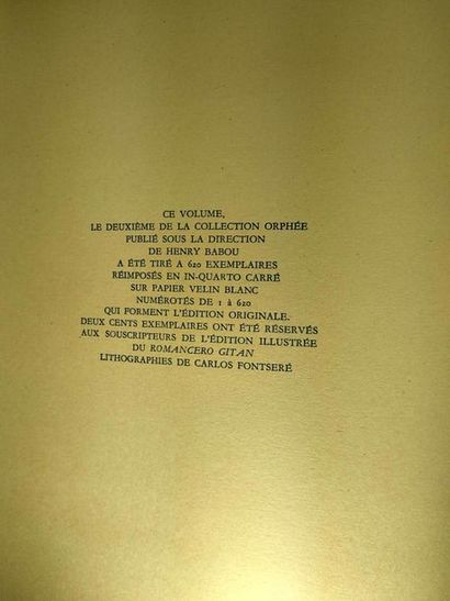 null Garcia Lorca Federico,  Romancero gitan.
Paris, La nouvelle édition, sans date.
Traduction...