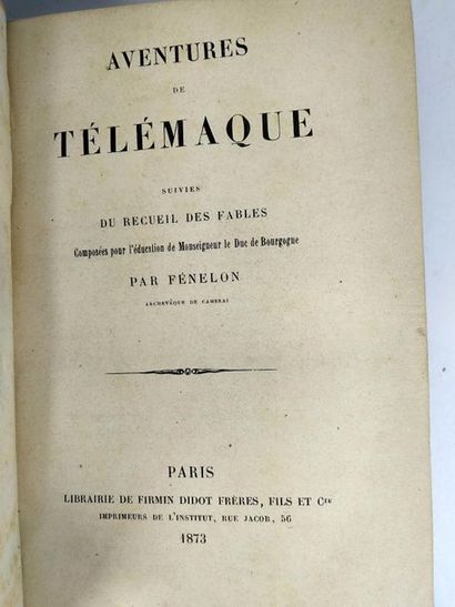 null Fénelon,  Aventures de Télémaque
Paris, Didot Fréres Fils Cie 1873.
In8, Demi...