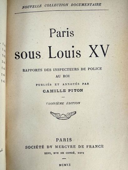 null Paris sous Louis XV, Rapports des inspecteurs de police au roi publiés et annotés...
