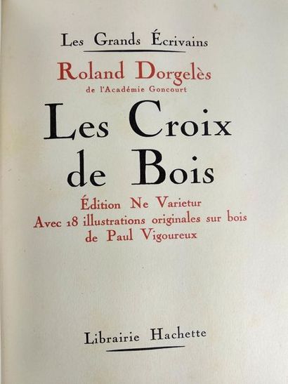 null Dorgelès Roland .Les croix de bois .
Paris Hachette .1930
grand In 8 Demi reliure...