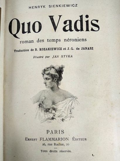 null Sienkiewicz Henryk. Quo Vadis. Roman des temps néroniens.
Paris . Flammarion....