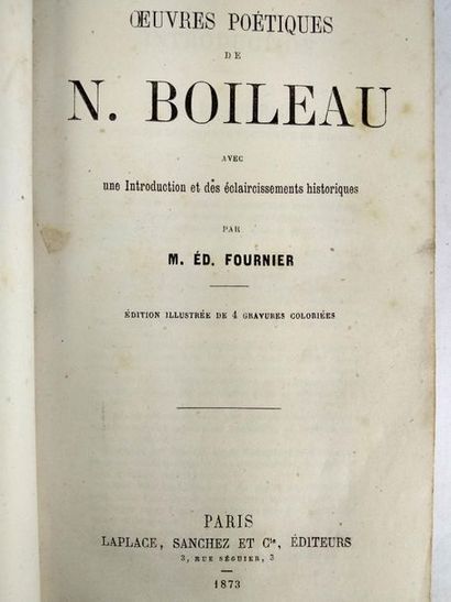 null Boileau N. œuvre poétiques.
Paris. Laplace, Sanchez et cie. 1873
In8 Demi reliure...