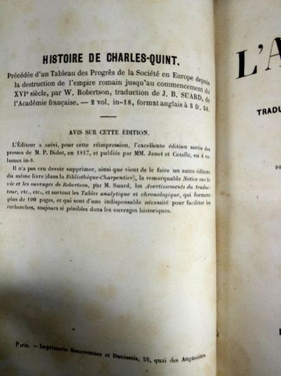 null Robertson W. Histoire de l'Amérique. (lot de 2 volumes)
Paris. Didier. 1848...
