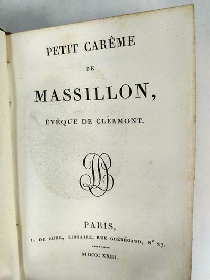 null Massillon,é vêque de Clermont. Petit Carême.
Paris Didot. 1823.
In18 Demi reliure...