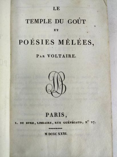 null Voltaire. (lot de 3 volumes). Epitres, stances et odes.Le temple du goût et...