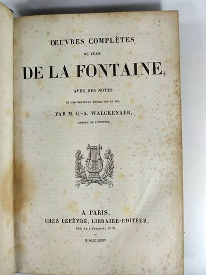 null œuvres de Jean de la Fontaine.
Paris. Chez Lefevre. 1835.
In4 Demi reliure cuir....