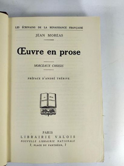 null Moreas Jean. Œuvre en prose.
Paris Librairie Valois. 1927 .
Edition originale...