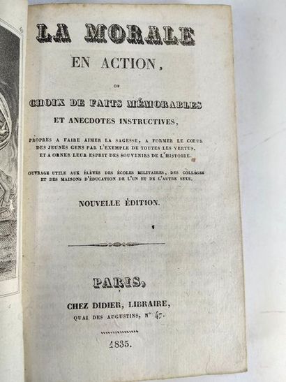 null La morale en action.
Paris Chez Ddier 1835 .
In8 Reliure plein veau moucheté...