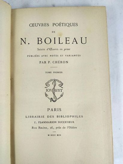 null Boileau .Oeuvres poétiques suivi d'oeuvres en prose. . (Complet lot de 2 volumes)...