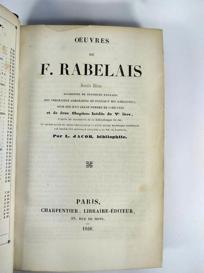 null François Rabelais. Œuvres.
Paris .Charpentier.1840.
In8 Demie reliure cuir ....