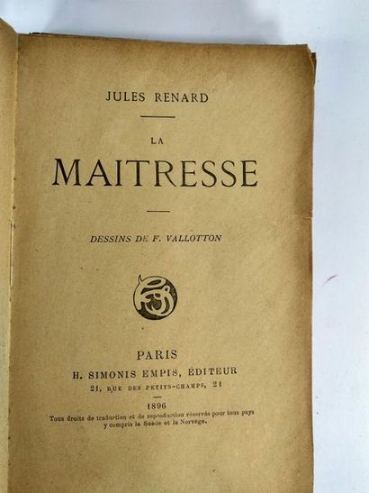 null Renard Jules. La maitresse.
Paris H.Simonis Empis. 1896.
In8 Edition originale...